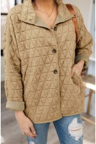 Annamae Quilted Button Front Funnel Neck Jakke