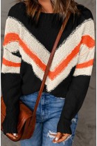Jackie Chevron Striped Drop Shoulder Sweater