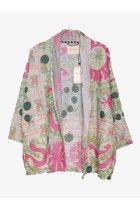 Mønstret grøn og pink bomulds jakke - Sissel Edelb
